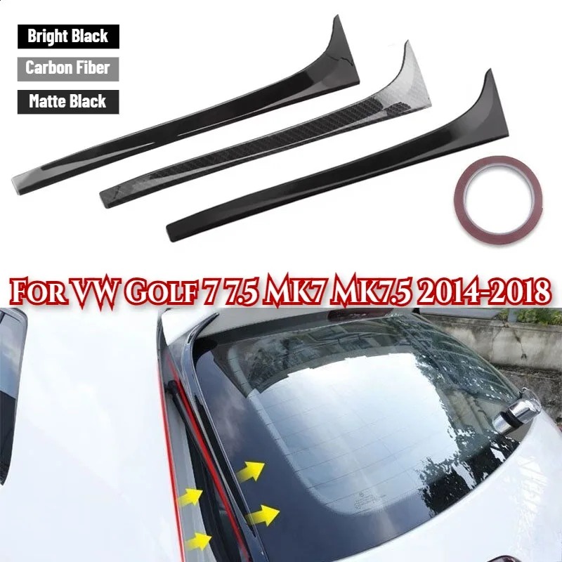 2 個 VW ゴルフ 7 7.5 MK7 MK7.5 2014-2018 光沢のある黒 ABS リアウィンドウサイドトランクスポイラーカナードカナードスプリッターアクセサリー