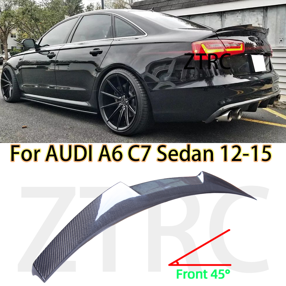 車のスポイラーアウディ A6 C7 セダン M4 スタイルリアルカーボンファイバー素材リアスポイラートランクウイング 2012-2015 (ない S6)