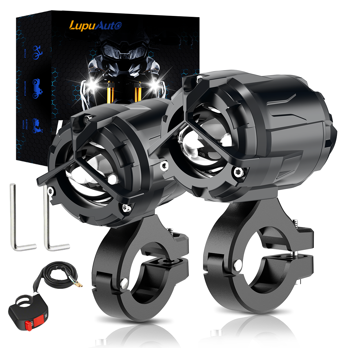 2 個オートバイヘッドライト LED ライト 6000 18K モトドライビングフォグスポットヘッドライトランプ ATV ドライビングフォグライト補助スポットライト