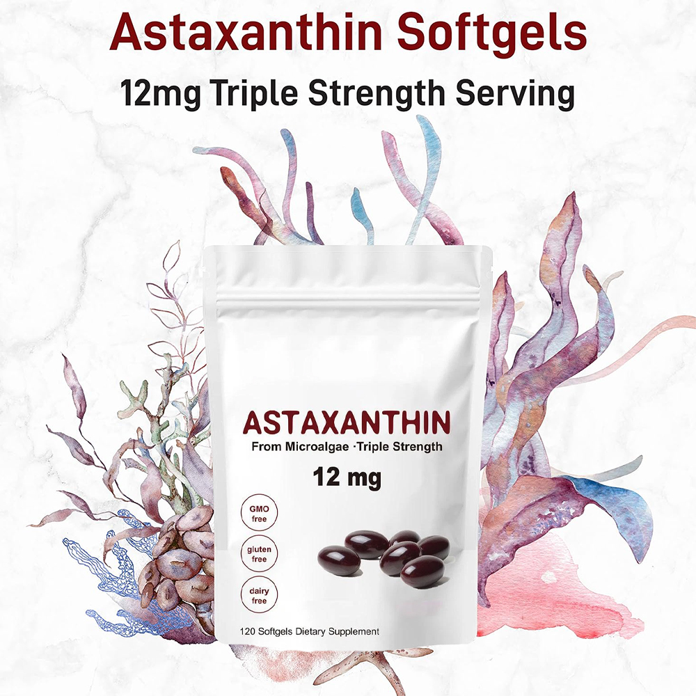 アスタキサンチン 12mg ソフトジェル - アスタキサンチン抗酸化サプリメントが目、関節、皮膚をサポートします
