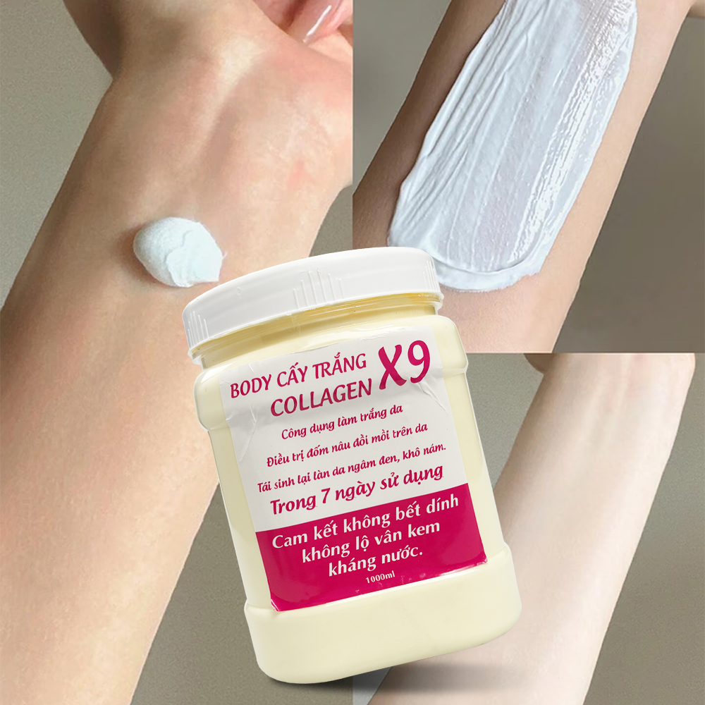 900g Hộp  Kem Body Cấy Trắng Collagen X9 Trắng Bật Tone ,Ko Lộ Vân, Ko Bết Rít , Dụng Cụ Chăm Sóc Cơ Thể Ko Thể Thi
