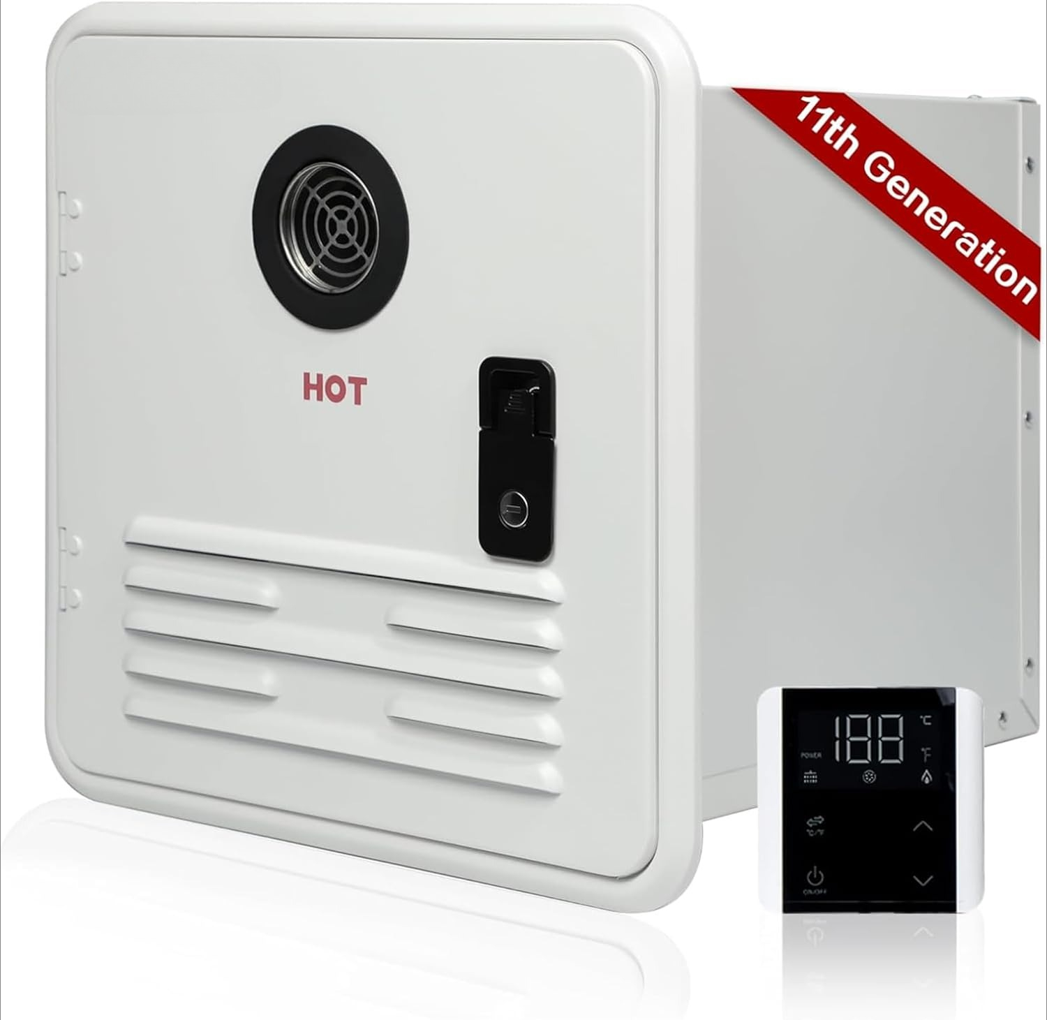 RV 給湯器 65000 BTU 12v DC、高地利用可能 RV インスタント プロパン給湯器 シャワーヘッド付き (ホワイト)