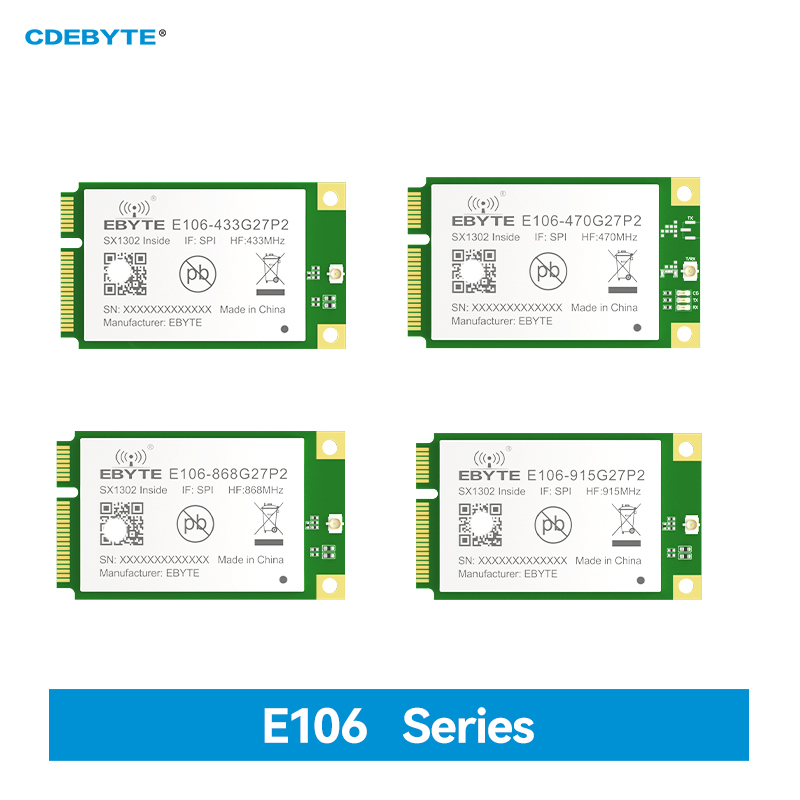 SX1302 868/470/433/915MHz LoRa ゲートウェイ RF モジュール 27dBm PCI-e SPI インターフェイス低消費電力 CDEBYTE E106 シリーズ