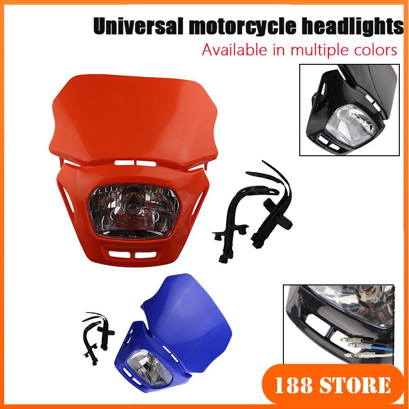 ユニバーサルオートバイエンデューロヘッドライトフェアリング電球タイプダートバイクモトクロスヘッドランプ 12V CRF XR WR YZ