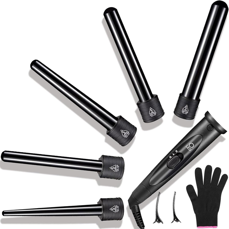 PTC 加熱多機能ロータリーヘアアイロン 5 で 1 交換可能なカーリングツール急速加熱セラミックバレルヘアアイロン