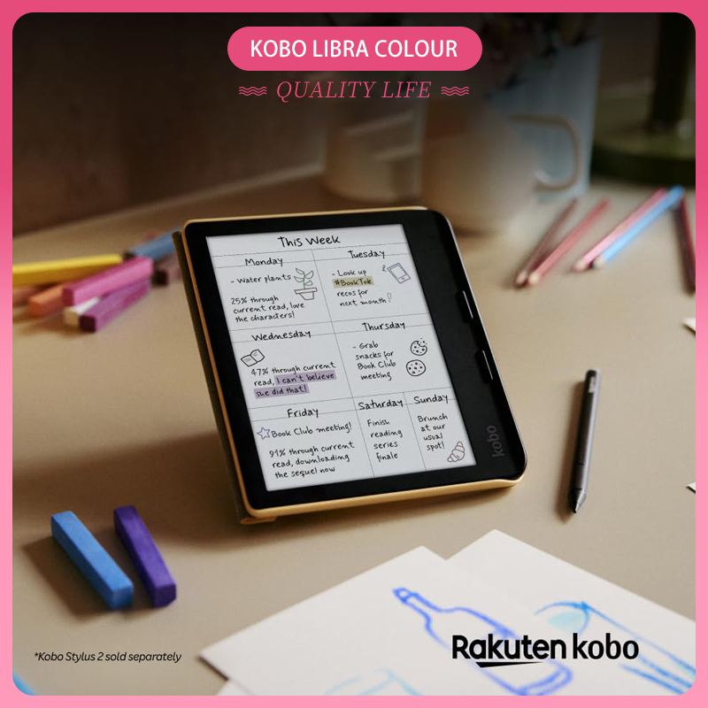 新しい Kobo Libra カラー電子リーダー 7 インチのグレアフリー カラー E Ink Kaleidoscop 3 ディスプレイ 防水 ダーク モード オプション Kobo オーディオブック