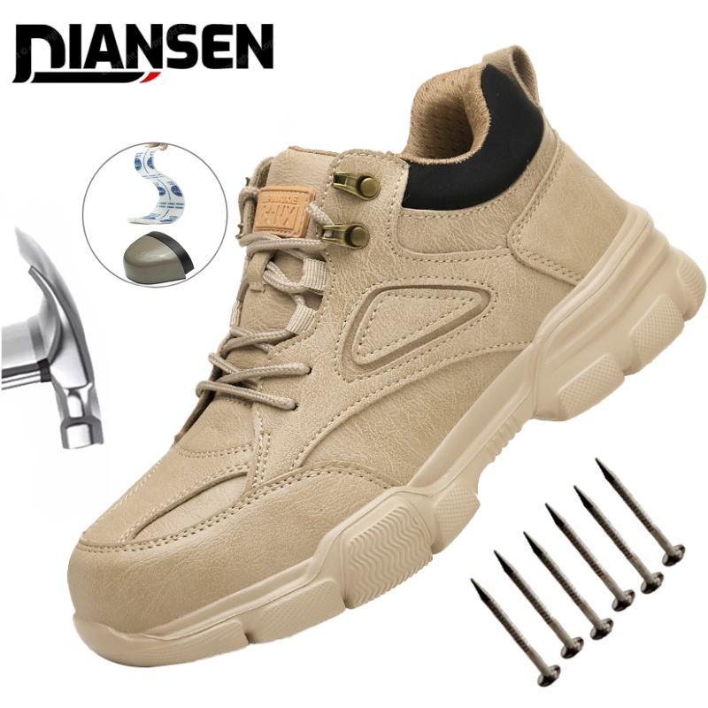 Men Work Shoes Steel Toe Cap Safety Boots European Standard Anti-smash Anti-puncture Men Shoes Light Waterproof Safety Shoes