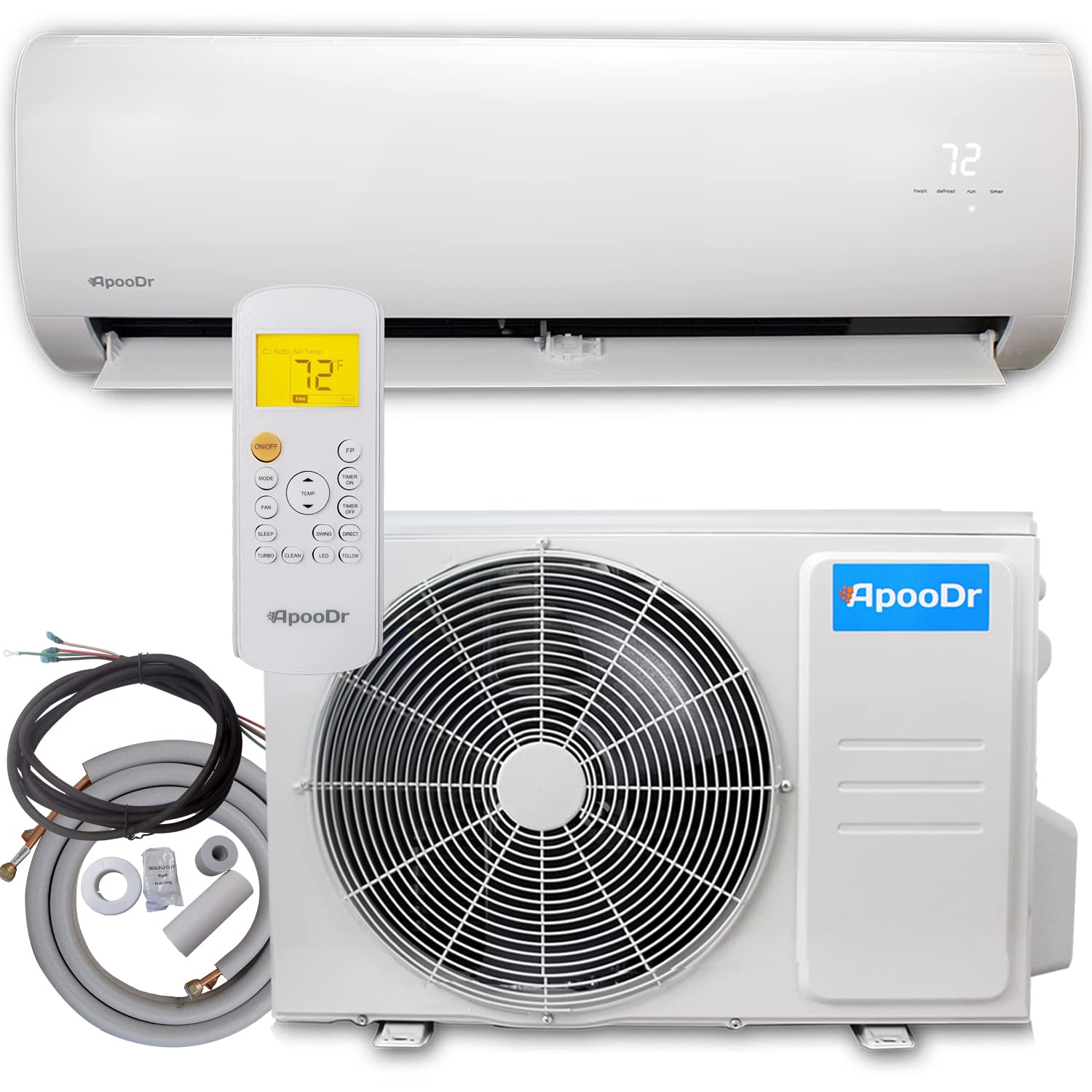 12000 BTU ミニスプリットエアコンダクトレスインバーターシステム 17.4 SEER2 ヒートポンプ付き 110V 1 トン、取り付けキット付き、カスタム