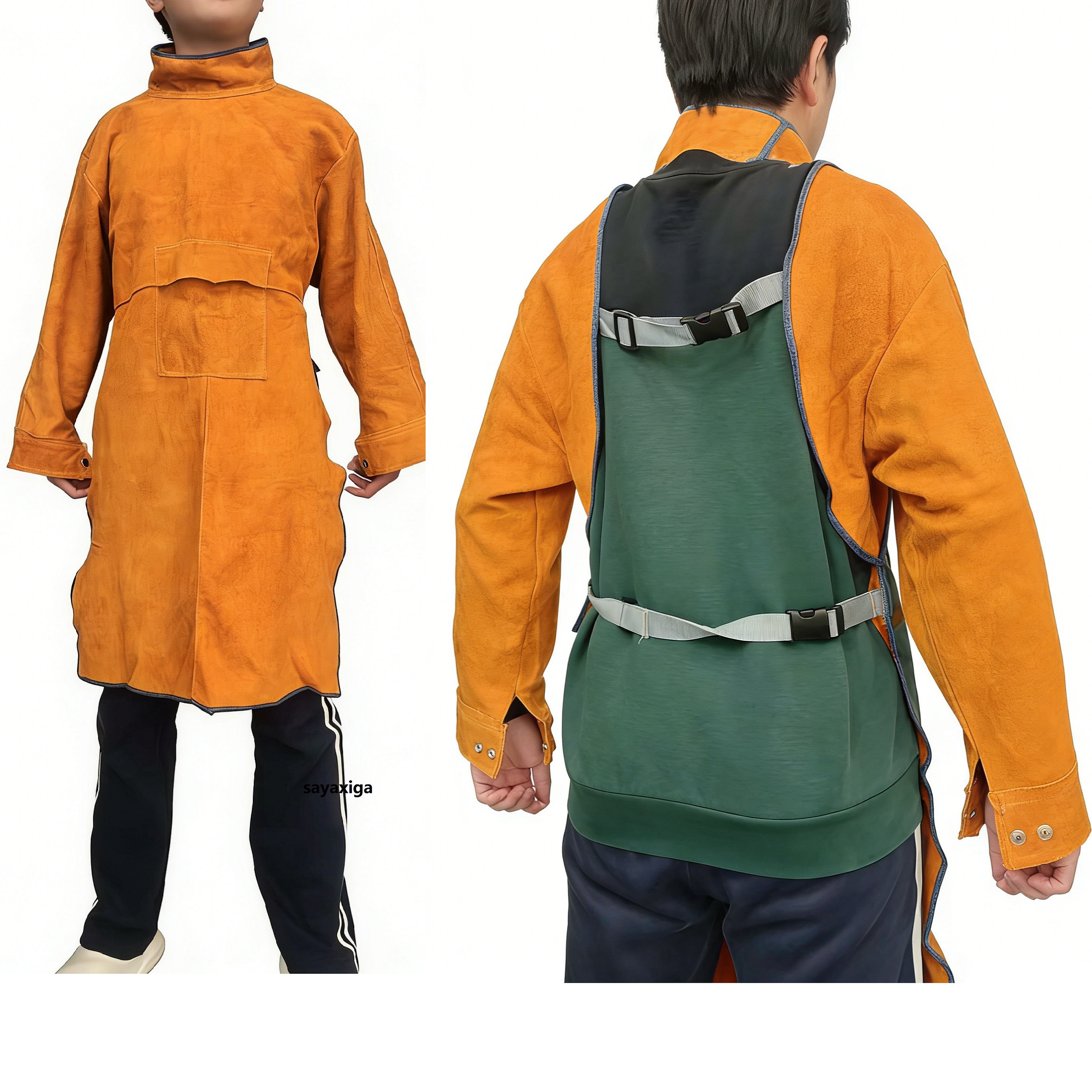 ヘビーデューティレザー溶接エプロン断熱溶接機保護服難燃性牛革作業服溶接エプロン