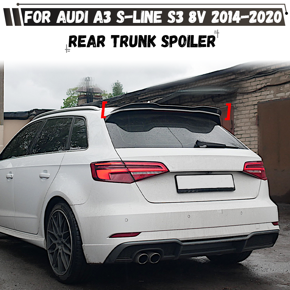 リアルーフリップスポイラーアウディ A3 S ライン S3 8V スポーツバック 2014-2020 尾翼固定風スポイラーボディキットチューニング