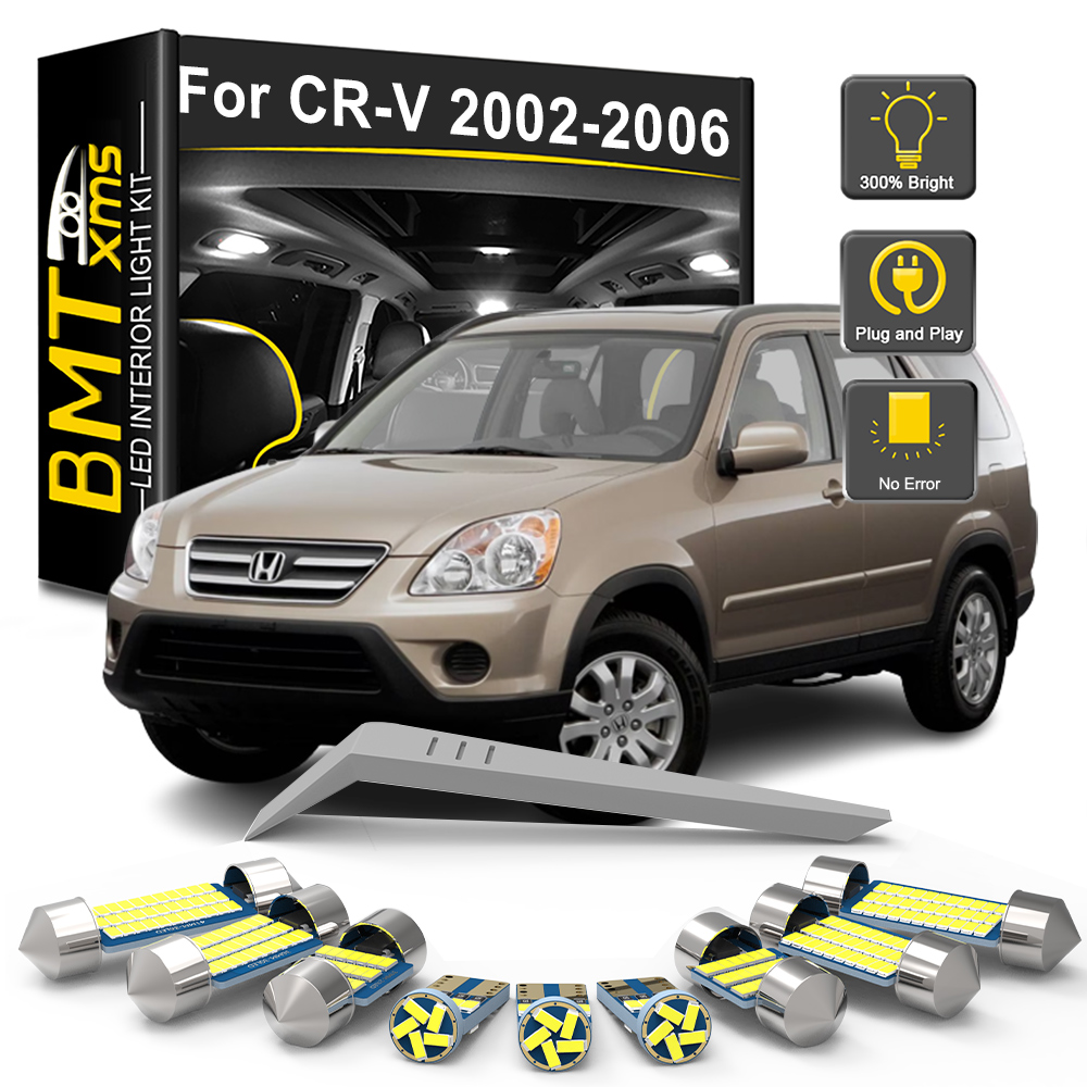BMTxms 9Pcs Canbus For Honda CRV CR-V II MK2 2002 2003 2004 2005 2006 Car LED Interior Light Car Indoor Reading Dome Trunk Lamp