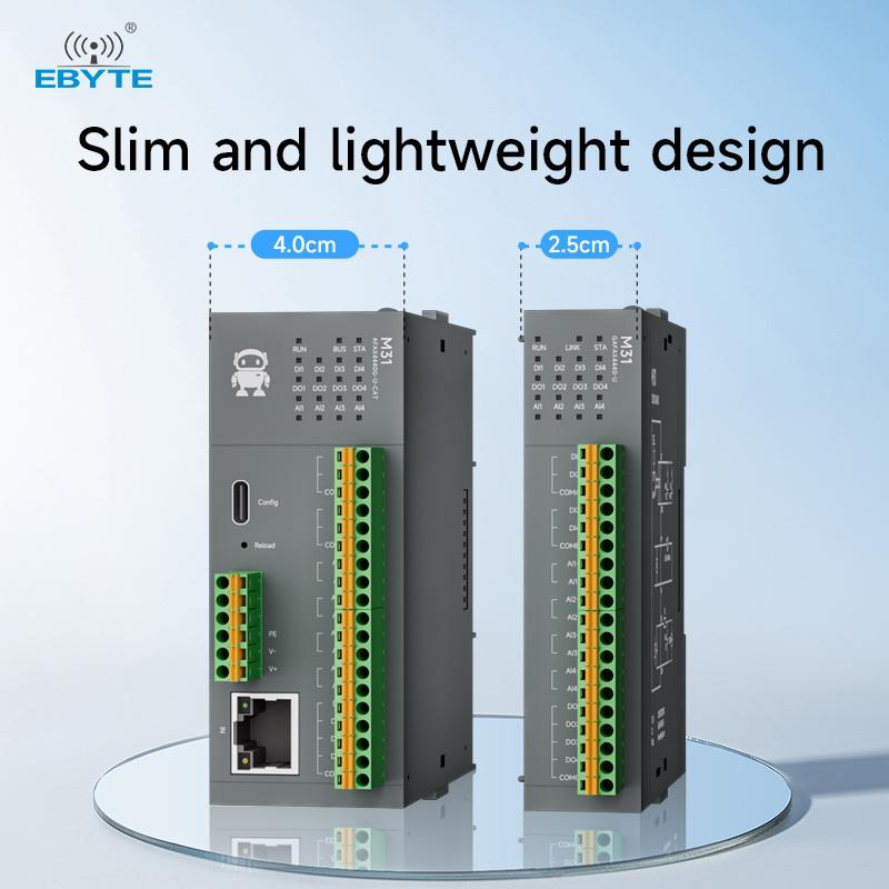EtherCAT RJ45 RS485 分散リモート I/O モジュール アナログ デジタル DI DO EBYTE M31-U-CAT 工業グレード レールマウント