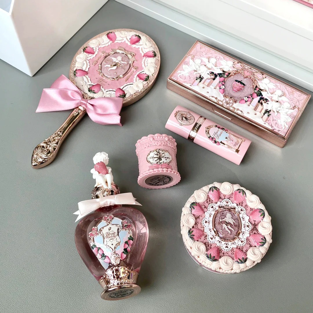 Flower Knows ストロベリー キューピッド ベルベット マット リップ クリーム プレスト パウダー リキッド ブラッシュ セット 長時間持続する軽量メイクアップ