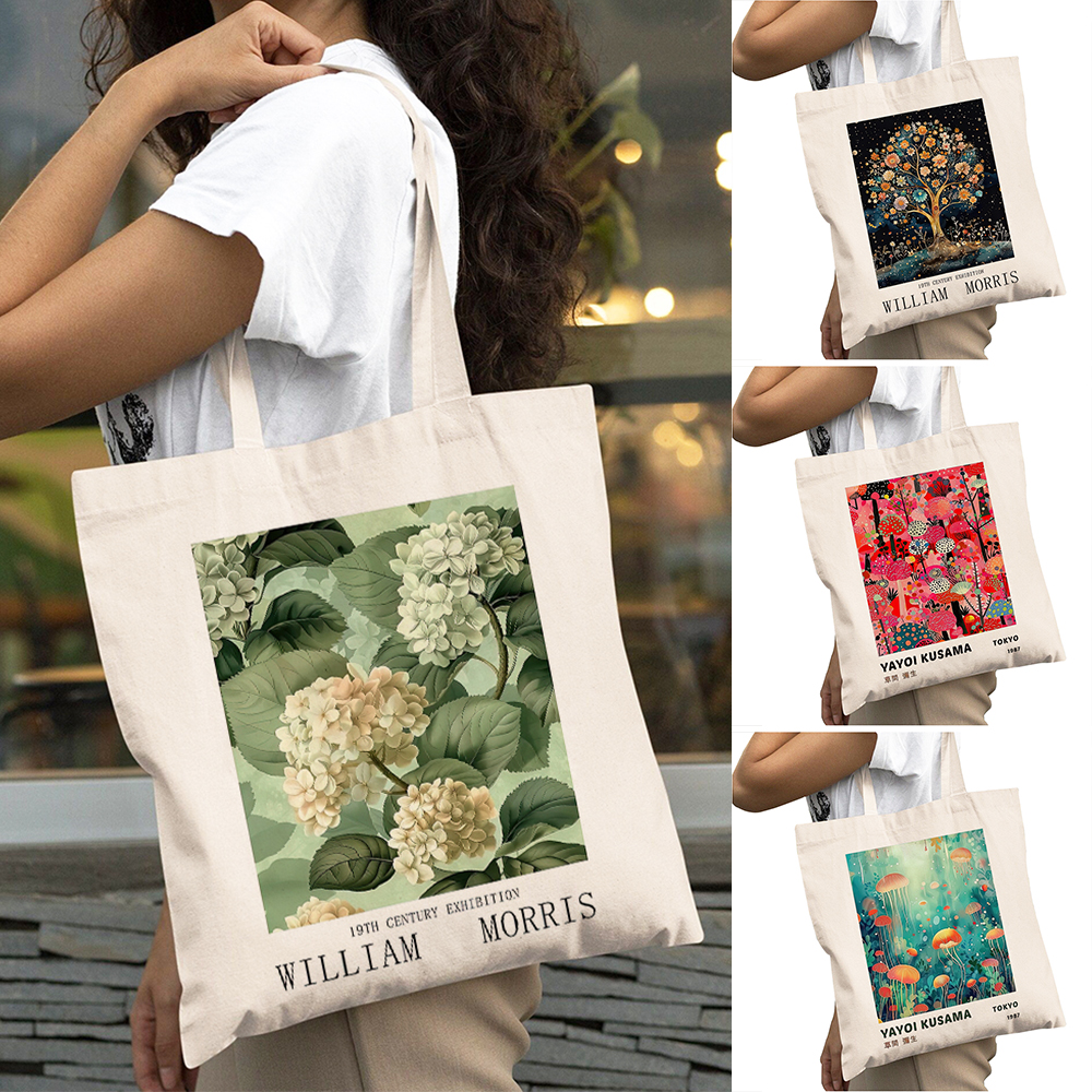 Forest Night Flower And Plant Girl Shoulder Tote Handbag Japan Exhibition Women Shopper Bag Lady Reusable Big Shopping Bags