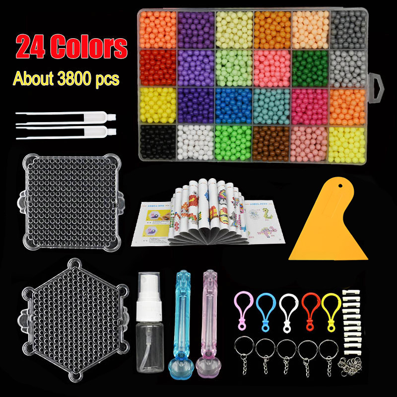 24 色 3800 個魔法の水ミストマジックビーズ手作り Diy マジックビーズ教育パズル子供のおもちゃ