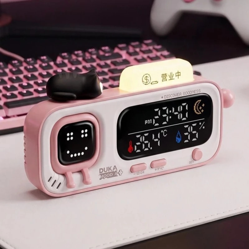 DUKA MOODA スマートデスクトップ温度と湿度時計電気デジタルホームデスクトップ温度湿度計楽しいリマインダー
