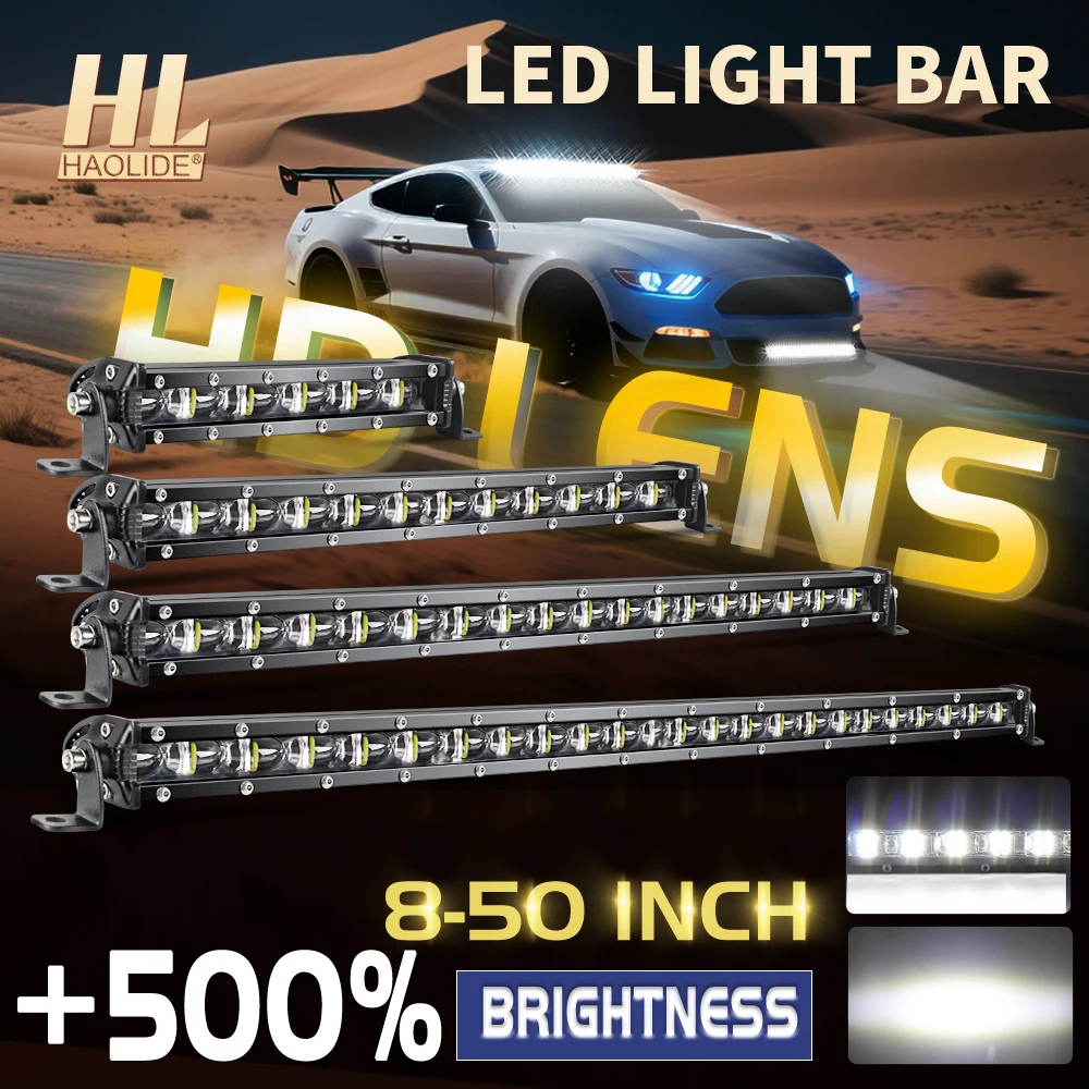 HAOLIDE 超高輝度 7 "14" 20" 26" 32" 38" 44LED ライトバーオフロード 12V 24V スポットライト LED 作業灯トラック 4x4 オフロード使用