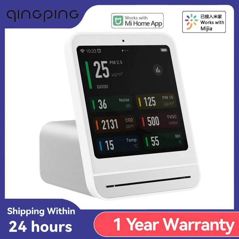 Qingping 空気検出器 2 スマートホームタッチスクリーン制御温度湿度センサー CO2 PM2.5 品質モニター Mijia Ap で動作