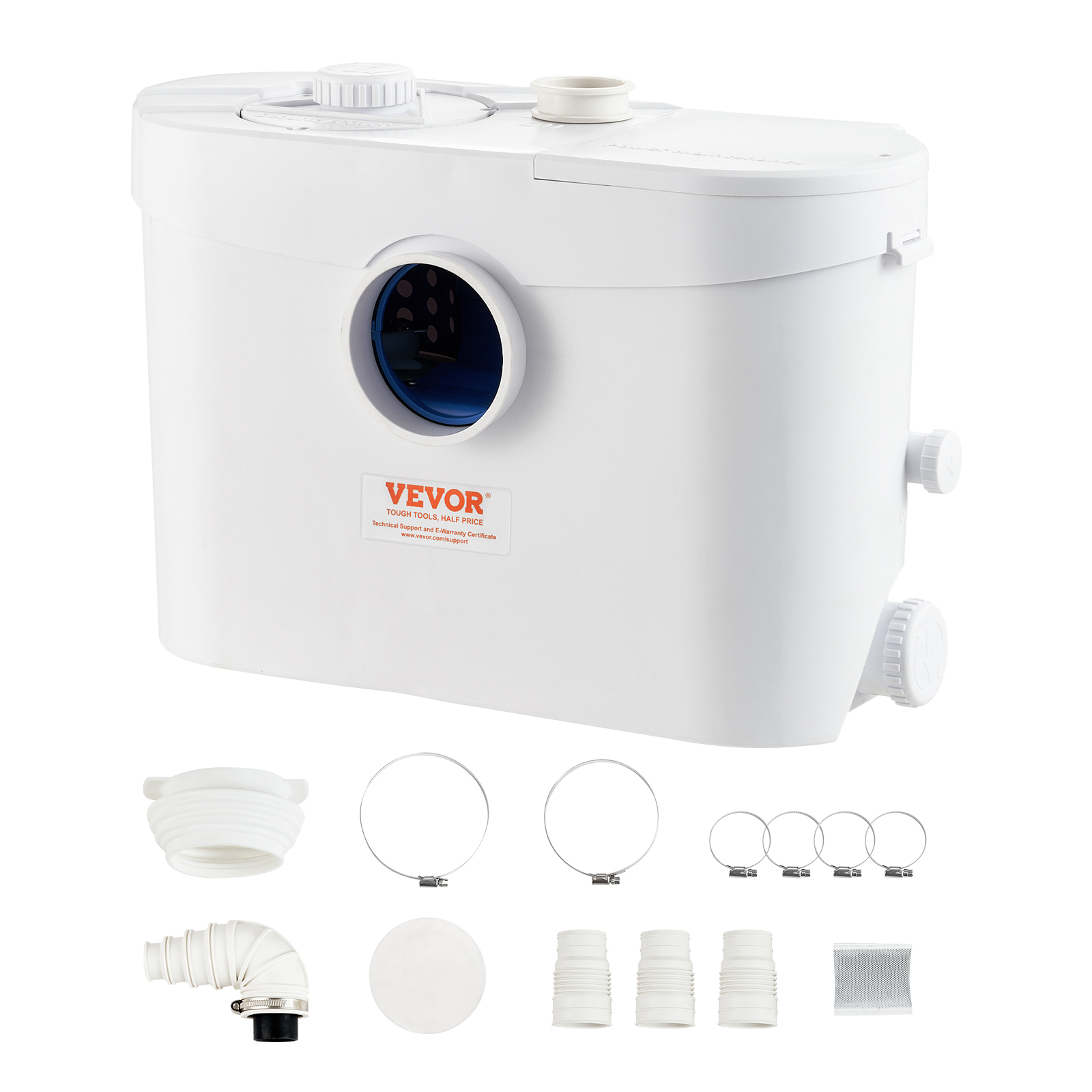 VEVOR Macerator 下水サンプポンプ 500/700/900/1200 ワット 26/32.8/33/40 フィートヘッド水入口付き廃水処理アップフラッシュマシン