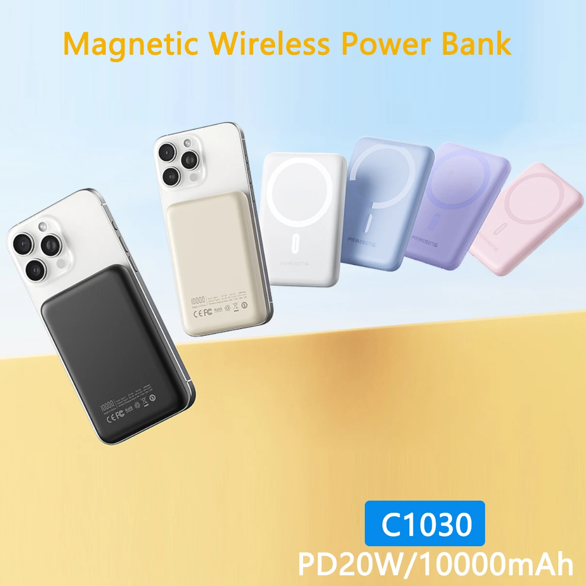 【2025 New CCC】10000mAh ワイヤレスパワーバンク PD20W 高速充電バッテリーパック Magsafe iPhone Samsung Type-C 外部充電器用