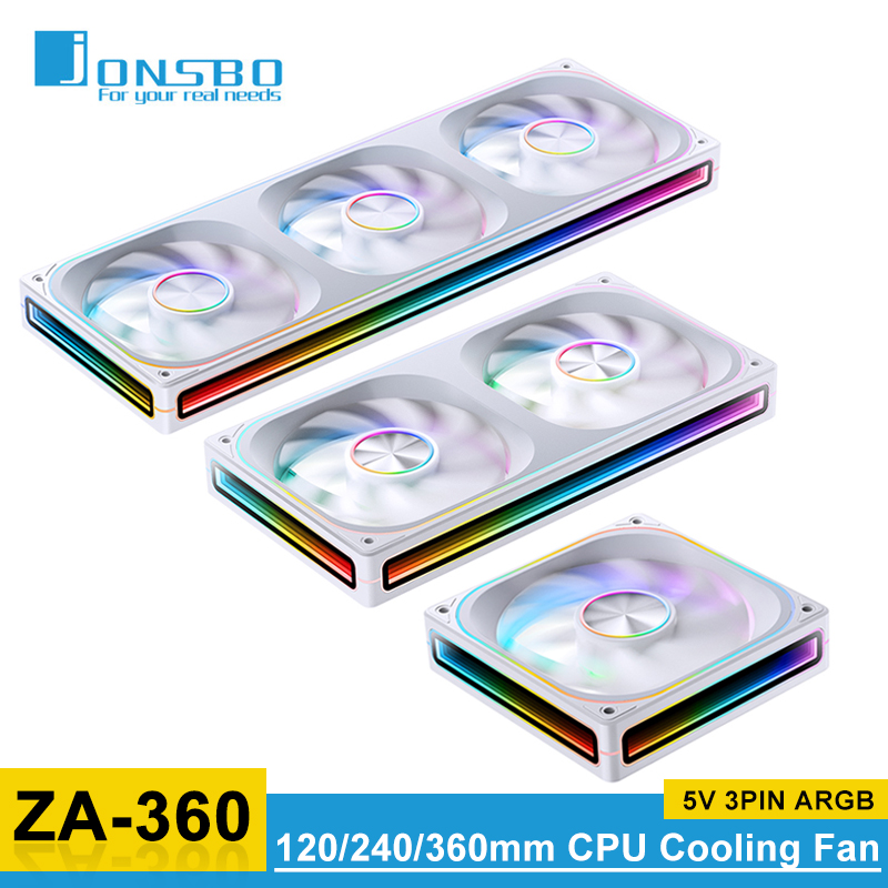 JONSBO ZA-120/240/360 ケースファン 12V 4PIN PWM 5V 3PIN ARGB 120mm デスクトップPCシャーシCPU水冷ラジエーター空冷ファン