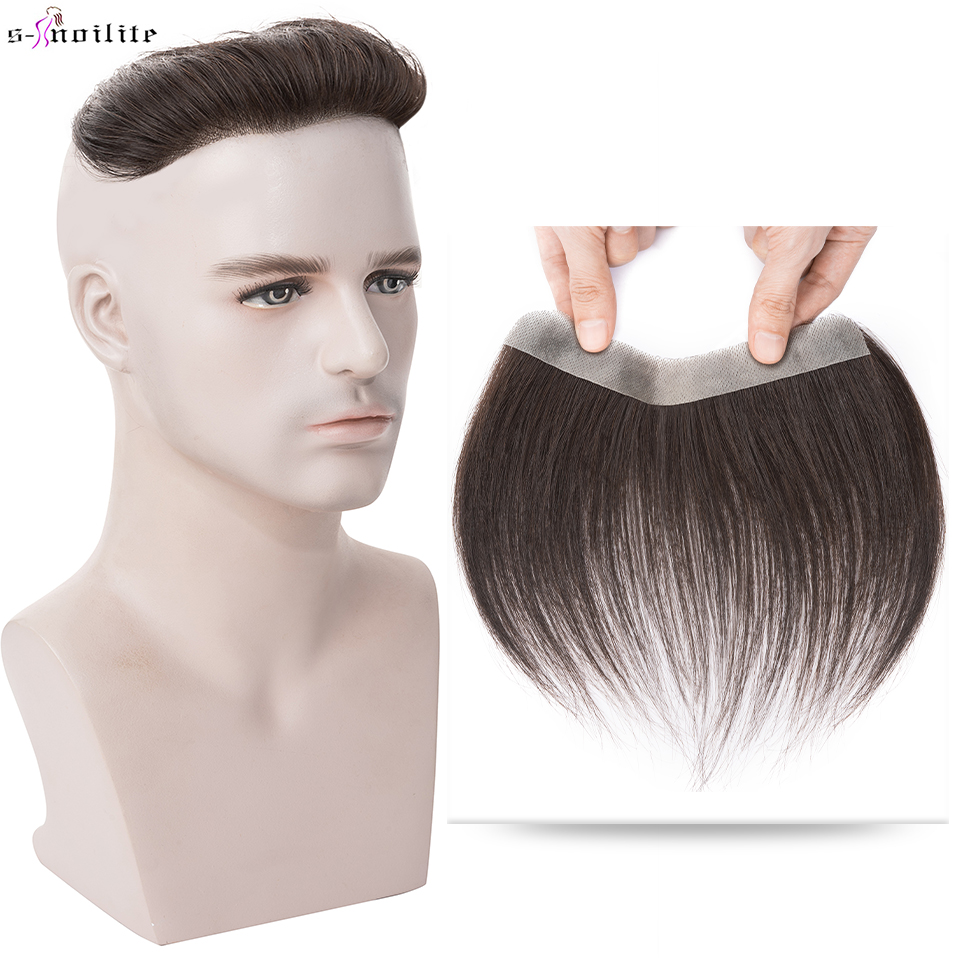 S-noilite 7 グラム男性かつら 6 インチ生え際フロント人毛自然な髪男性交換システム PU かつら目に見えないエクステンション