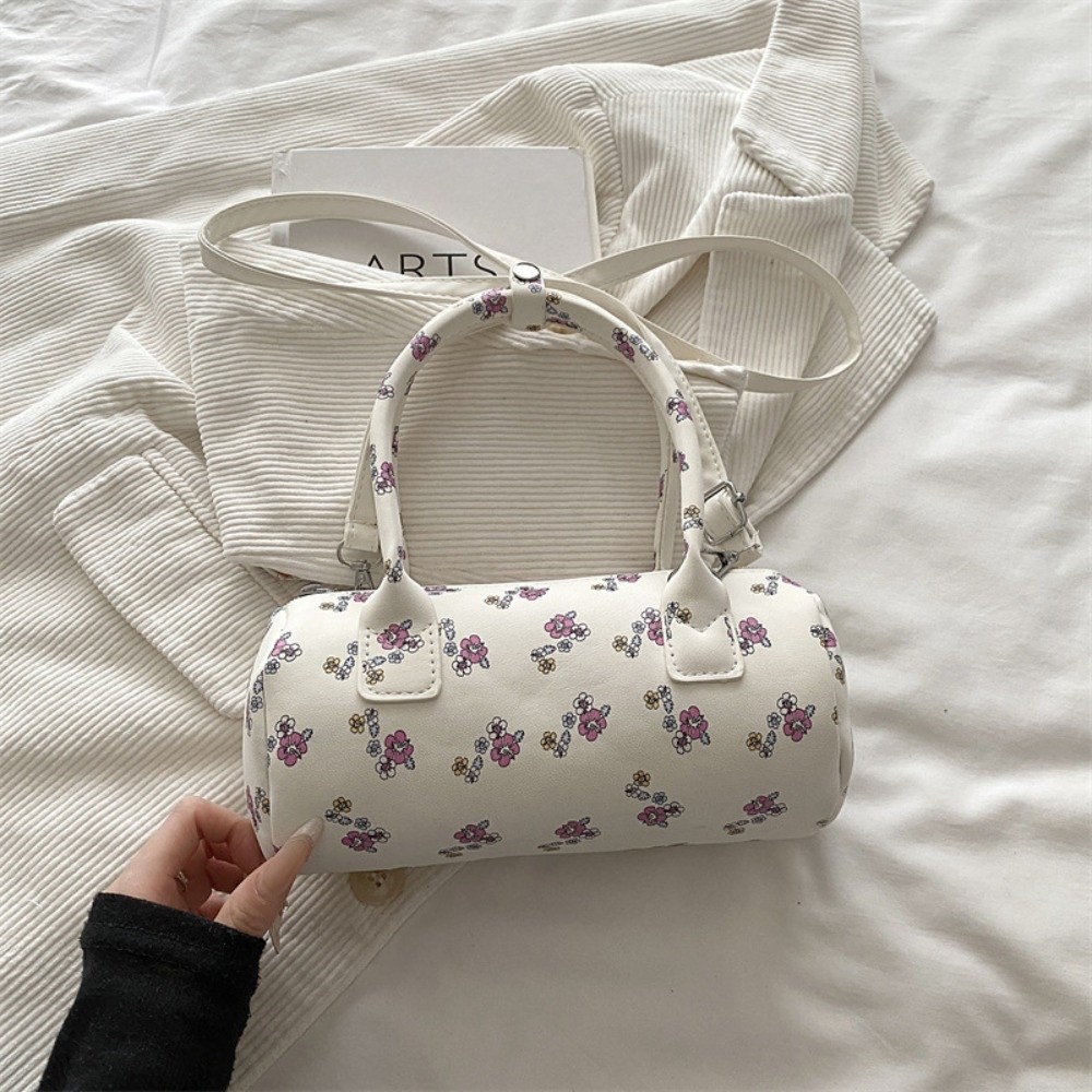 ファッション花柄ショルダーバッグ軽量ラウンドシリンダー形状クロスボディバッグ Pu レザー枕ハンドバッグ女性