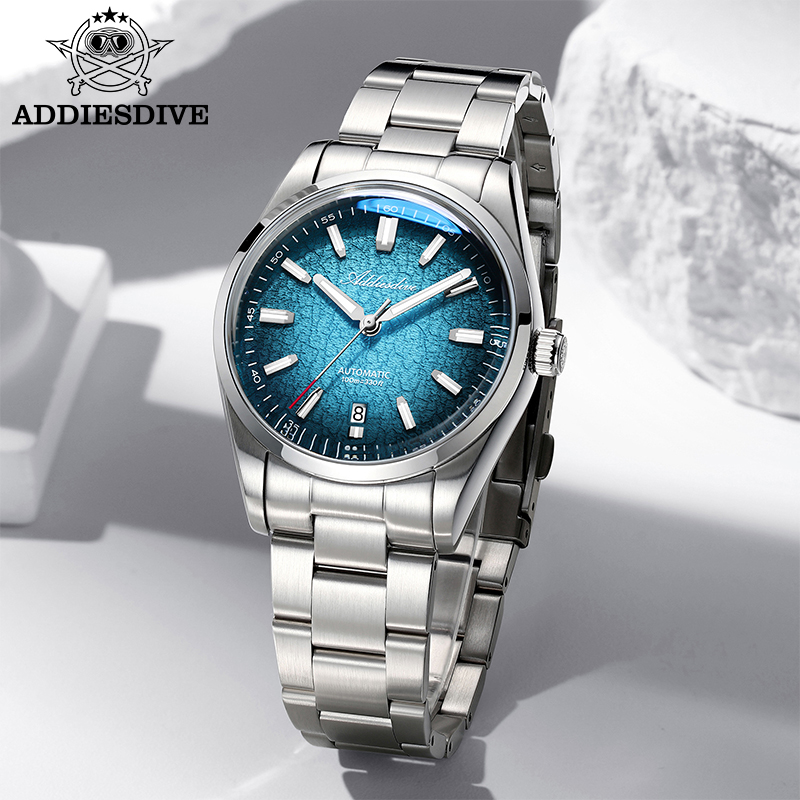 ADDIESDIVE 新 2026 高級メンズメカニッククォーツアナログ時計超発光スチール時計 10Bar バブルガラスパーソナライズされた時計