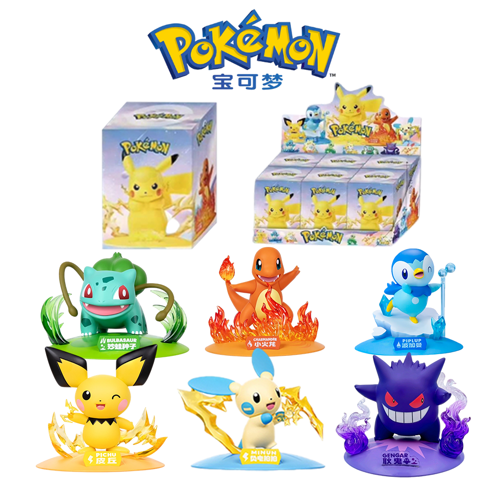 12 ポケモンアクション人形ピカチュウブラインドボックスアニメモデルデスクトップ装飾ポケモンおもちゃ子供の誕生日プレゼント