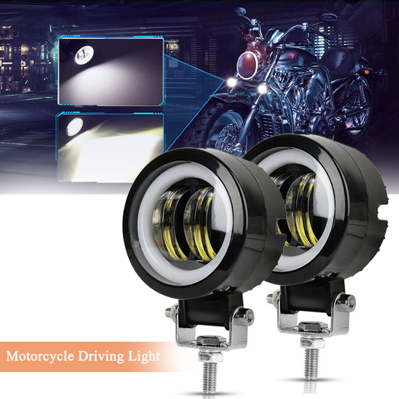 オートバイラウンド LED ドライビングライトエンジェルアイリングヘッドライトフォグランプ防水 ATV UTV ジープオートバイトラック 12V