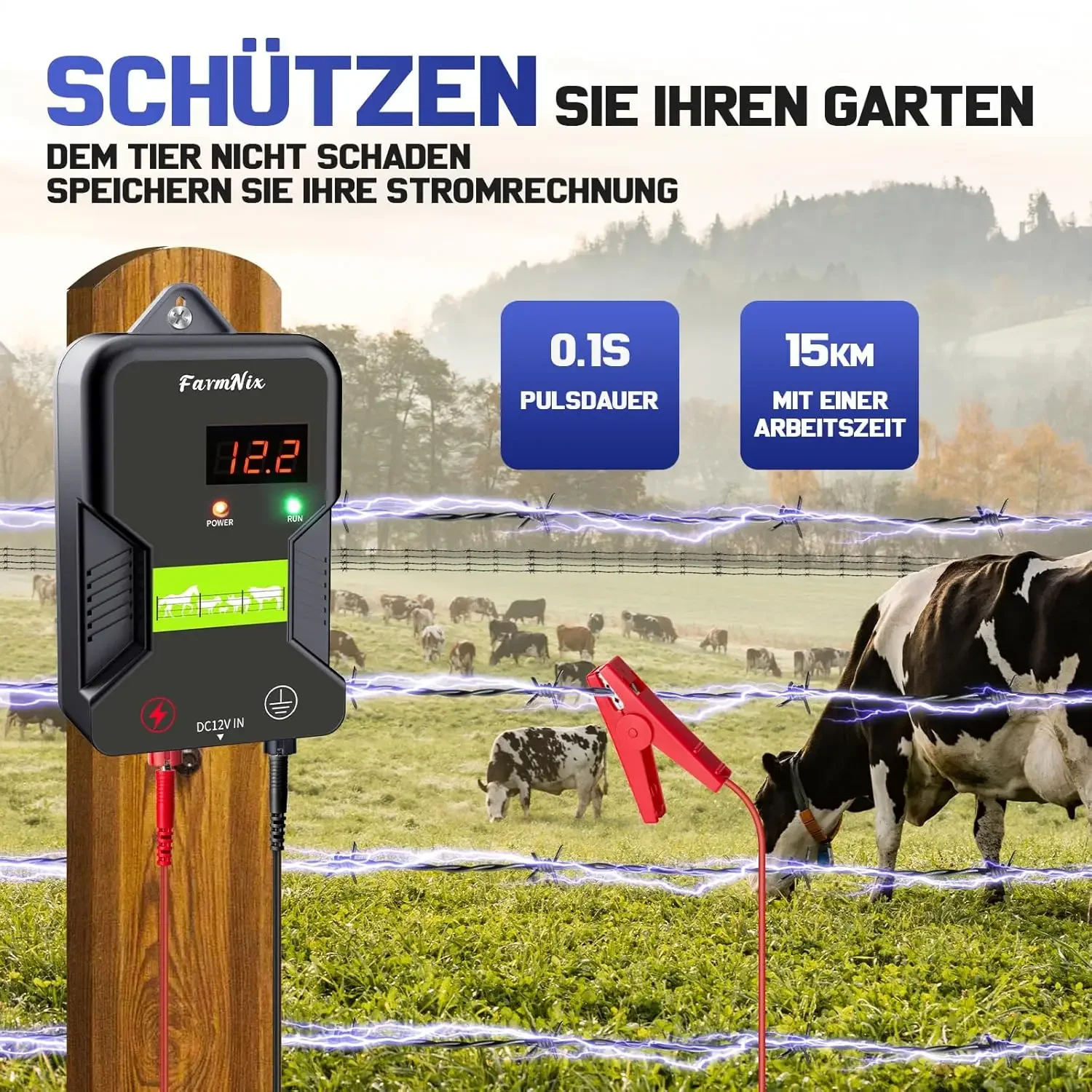 15 キロ電気柵エナジャイザー 12kV 電気柵充電器家畜用プラグイン電力ファームフェンス絶縁体動物フェンス
