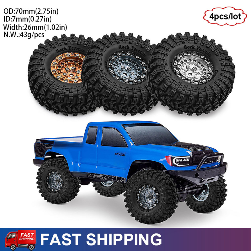 4 ピース/ロット 1.3 インチ 70 ミリメートル RC クローラー車のタイヤホイールリム 1/18 トラクサス TRX4M RX4M SCX24 FMS Ascent-18 軸 AX24 FCX24