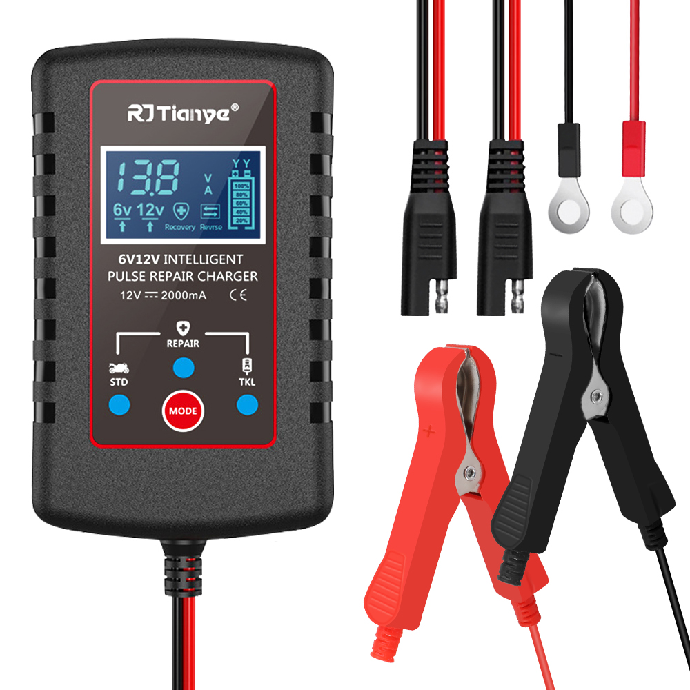 車の自動フロート充電器スマートバッテリー充電器 ASE アダプタケーブル 6V 12V スイッチ複数の保護オートバイ芝刈り機