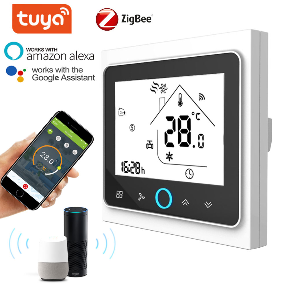 WiFi/zigbee スマートサーモスタット 2p/4p セントラル空調冷却/加熱システム室温コントローラファンコイル tuya