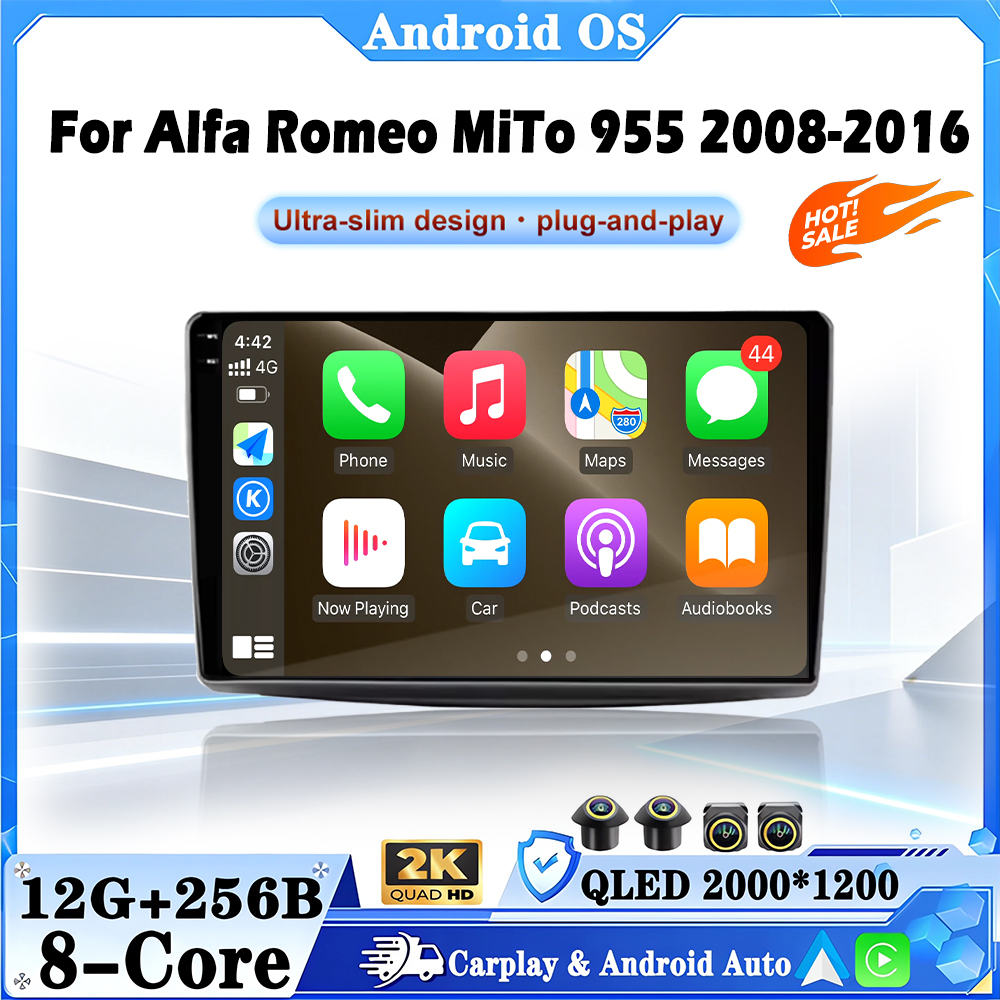 9 インチアルファロメオ MiTo 955 2008-2016 Android スマートシステム車のマルチメディアビデオラジオプレーヤー GPS ナビゲーション QLED タッチスクリーン