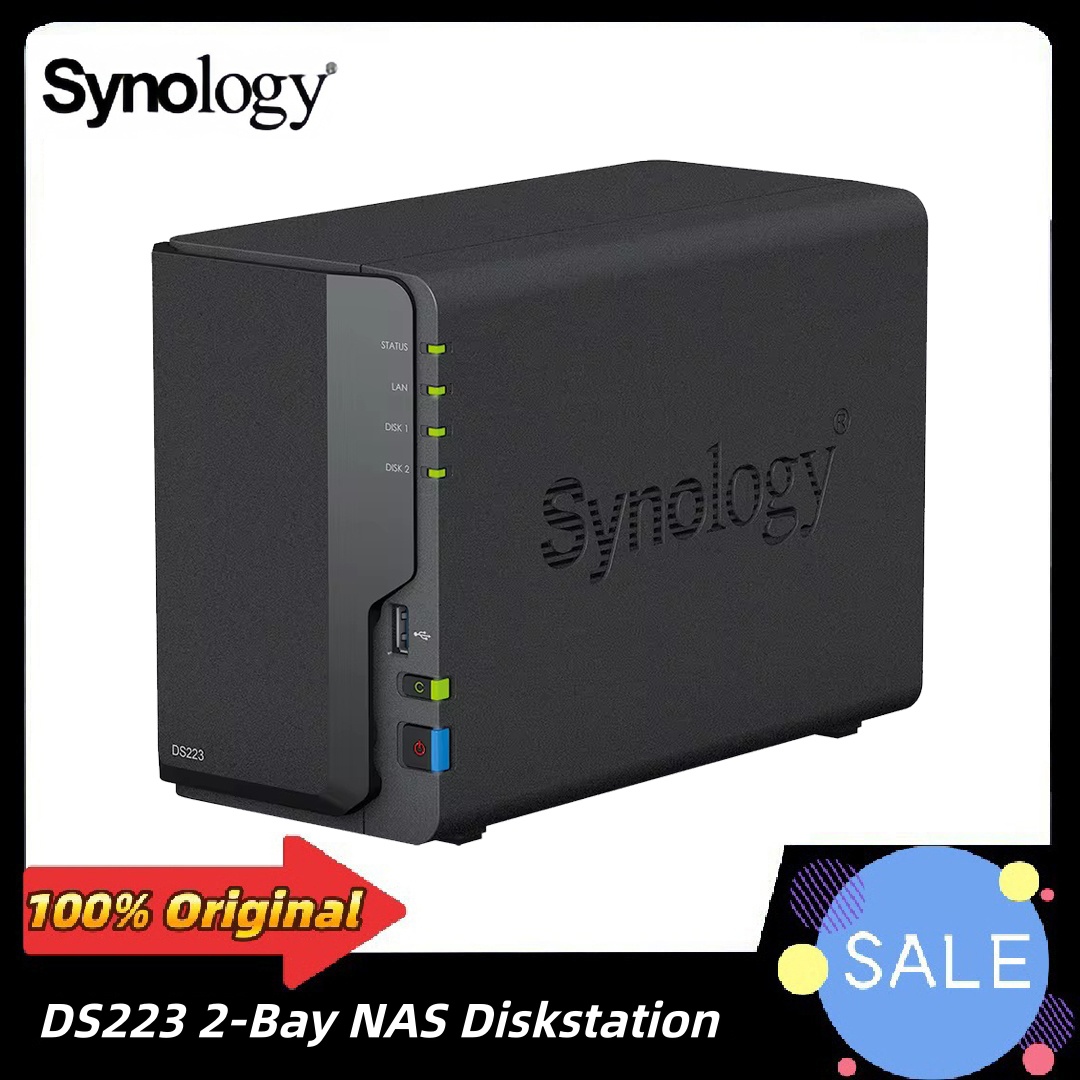 DS223 2 ベイ ディスクステーション NAS Synology (Realtek RTD1619B クアッドコア 2GB Ram 1xRJ-45 1GbE LAN ポート) NAS ネットワーク ストレージ (ディスクレス)