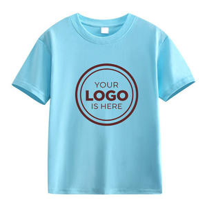 ロゴプリント入り子供用夏用トップス　男の子用カジュアル無地コットンTシャツ　子供服の卸売り