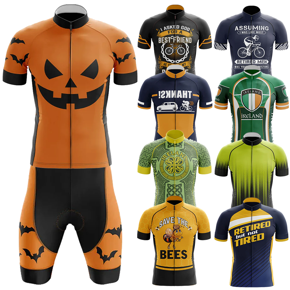 私は引退したと仮定サイクリング服 Mtb 男性衣類機器プロフェッショナルシャツショーツ男性ジャンパー夏バイクジャージよだれかけ男性