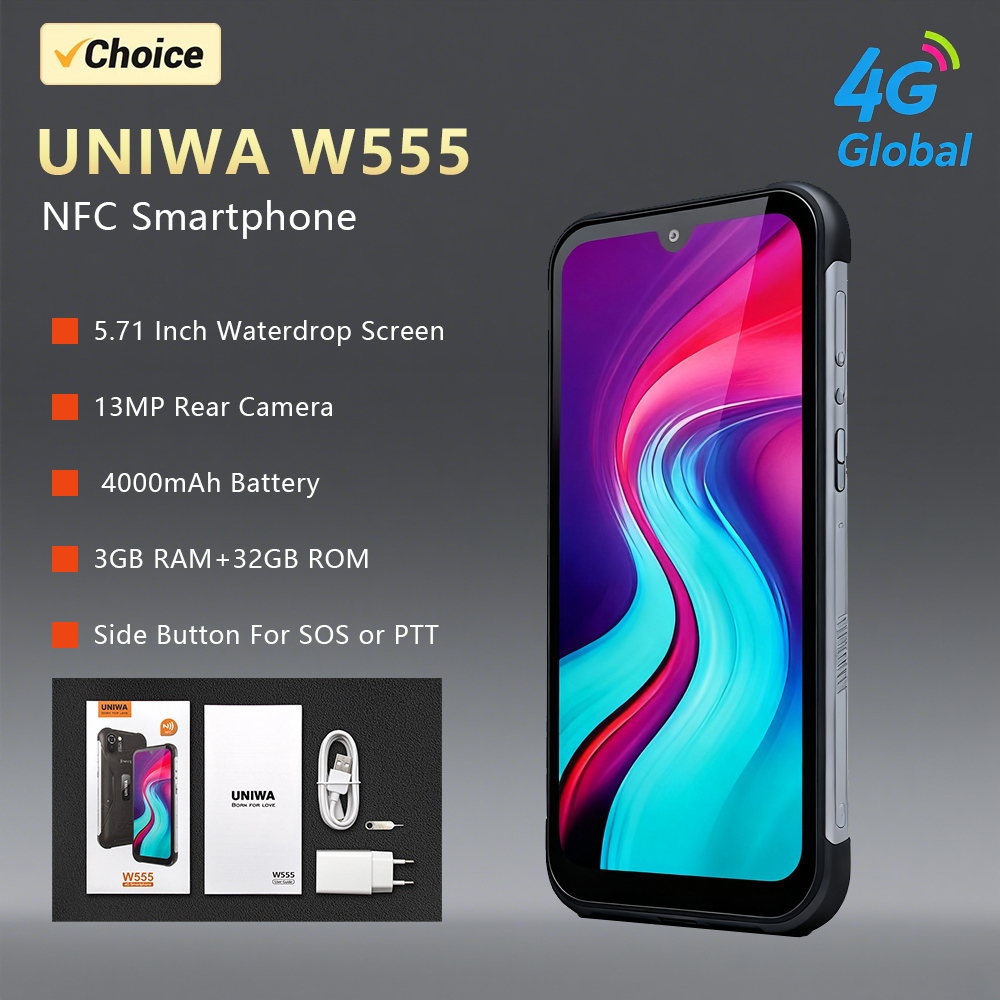UNIWA W555 グローバルバージョンスマートフォン Android 12 クアッドコア 5.71 インチ 3G 32G 携帯電話 4000mAh 13MP リアカメラ PTT NFC SOS