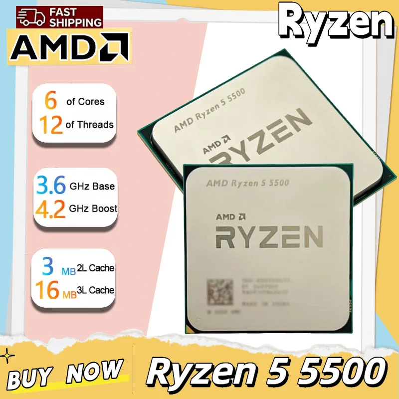 AMD Ryzen 5 5500 AMD R5 5500X CPU 6 コア 12 スレッド 4.2 GHz ロック解除デスクトップ プロセッサ ソケット AM4 ゲーミング CPU パッケージなし