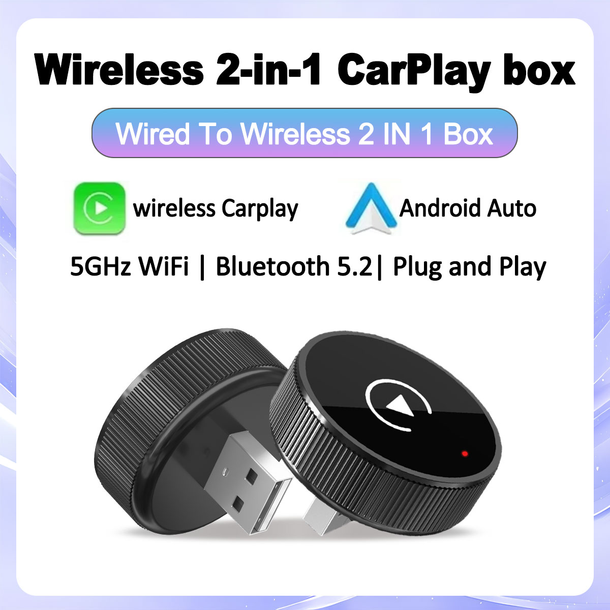 ミニ 2in1 AI スマートボックス車用有線 CarPlay 車インテリジェントシステムワイヤレス CarPlay ドングルワイヤレス Android 自動アダプタ