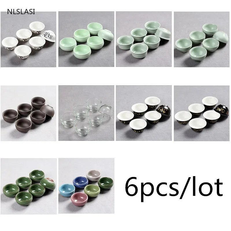6 ピース/セット中国茶カップ磁器青磁魚ティーカップセットルーズリーフティーポット箸置きウーロンセラミック中国茶セットアクセサリー
