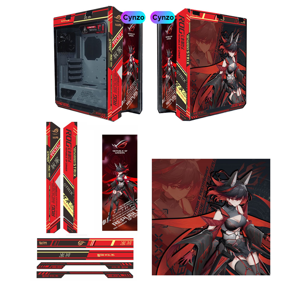 DIY フレームステッカー Asus GX601 ケース、MOD Helios シャーシアニメストリッカー紙カバー、ROG ゲームキャビネット装飾アクセサリー