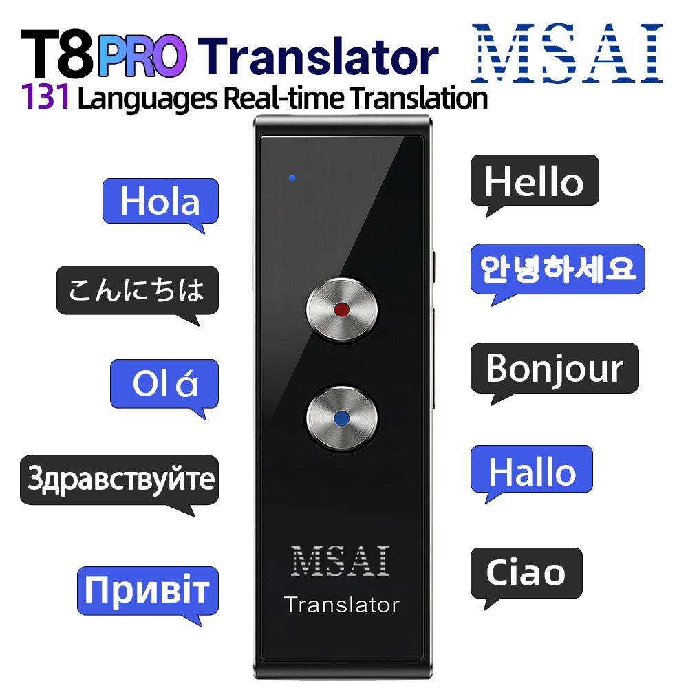 MSAI T8 PRO 翻訳者 131 言語音声翻訳 Bluetooth 5.1 双方向リアルタイムポータブル出張用翻訳