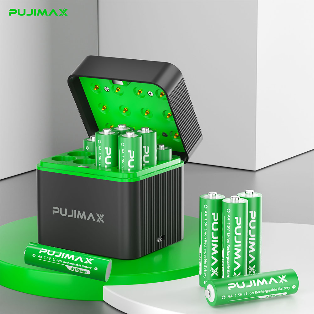 PUJIMAX AA 4255mWh 充電式充電ケース充電器バッテリー 1.5V リチウム電池定電圧充電器