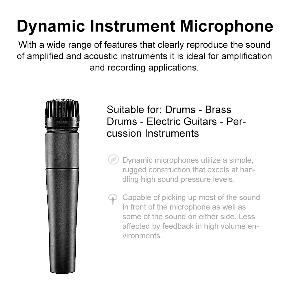 57 ダイナミック楽器用マイク - ライブパフォーマンスやレコーディング向けのプロフェッショナルな品質と多用途性