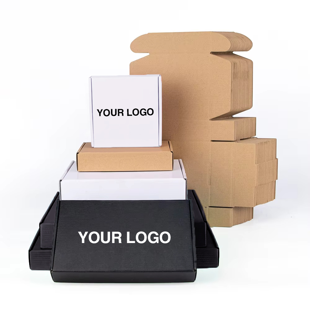 Custom Printed Gift Shipping Boxes with logo Corrugated Mailer box Packaging for Small Businesses Clothing Hair Clothing Boxes