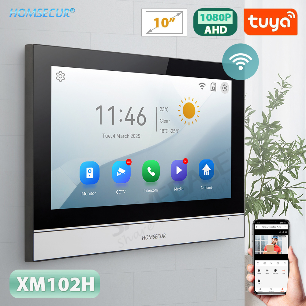 Tuya WiFi インターホンモニター 7 "/10" タッチスクリーン 4 線式モーション検出 HOMSECUR HD 1080P ビデオドアホンスマートホームセキュリティ用