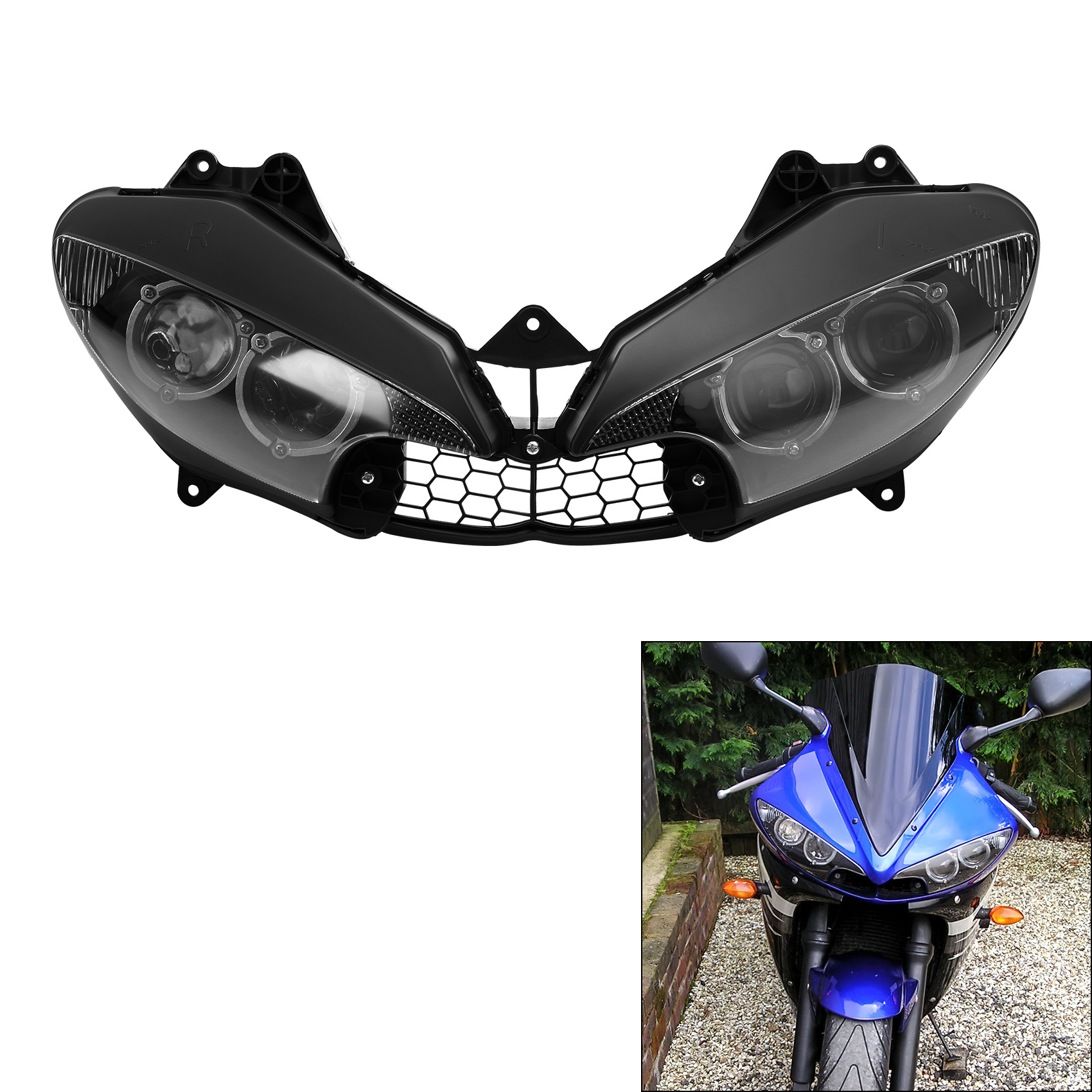 ヘッドライトヘッドライトアセンブリヤマハ YZF R6 2003-2005 YZF R6S 2006-2009 に適合
