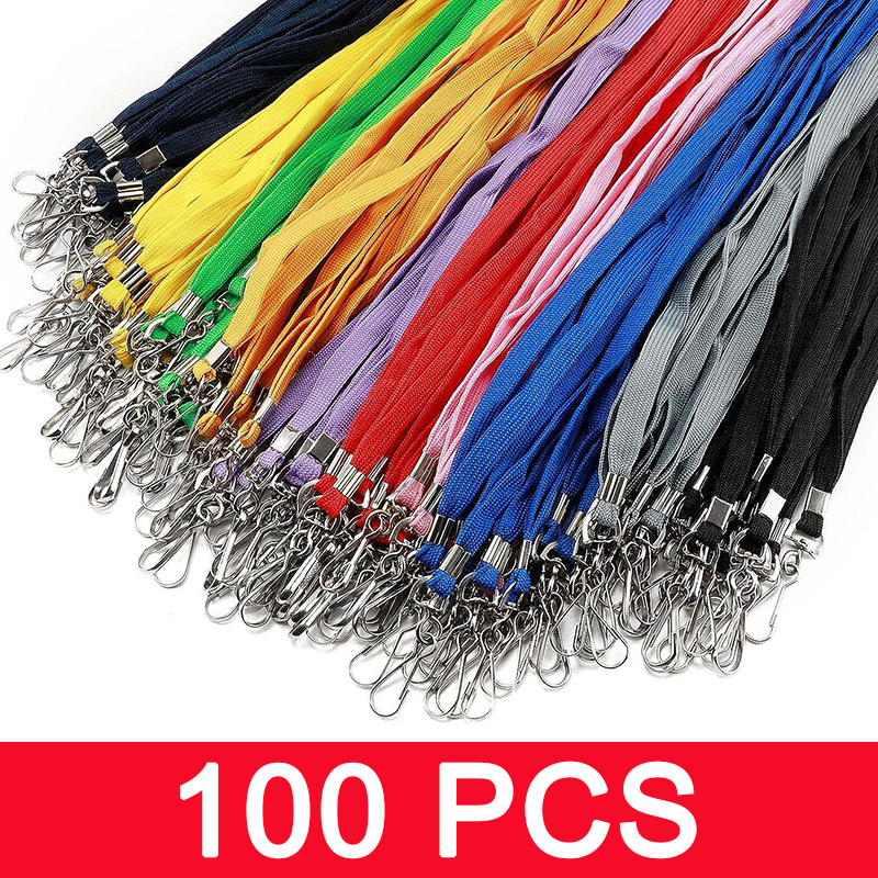 100 ピース/ロットナイロン安全ストラップネックロープカードホルダーバッジキーホルダー ID カード卸売の黒青赤緑ランドヤード